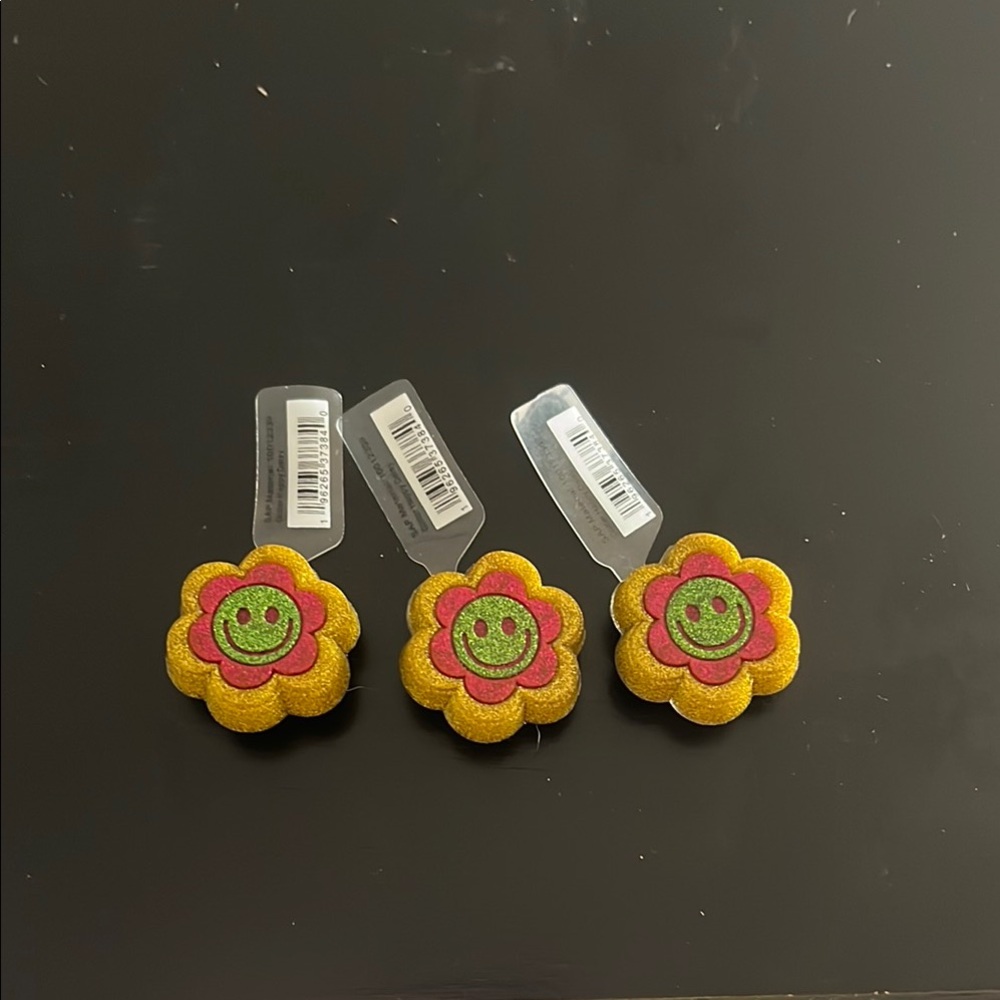 3 Smiley Flower Croc charms/jibbits